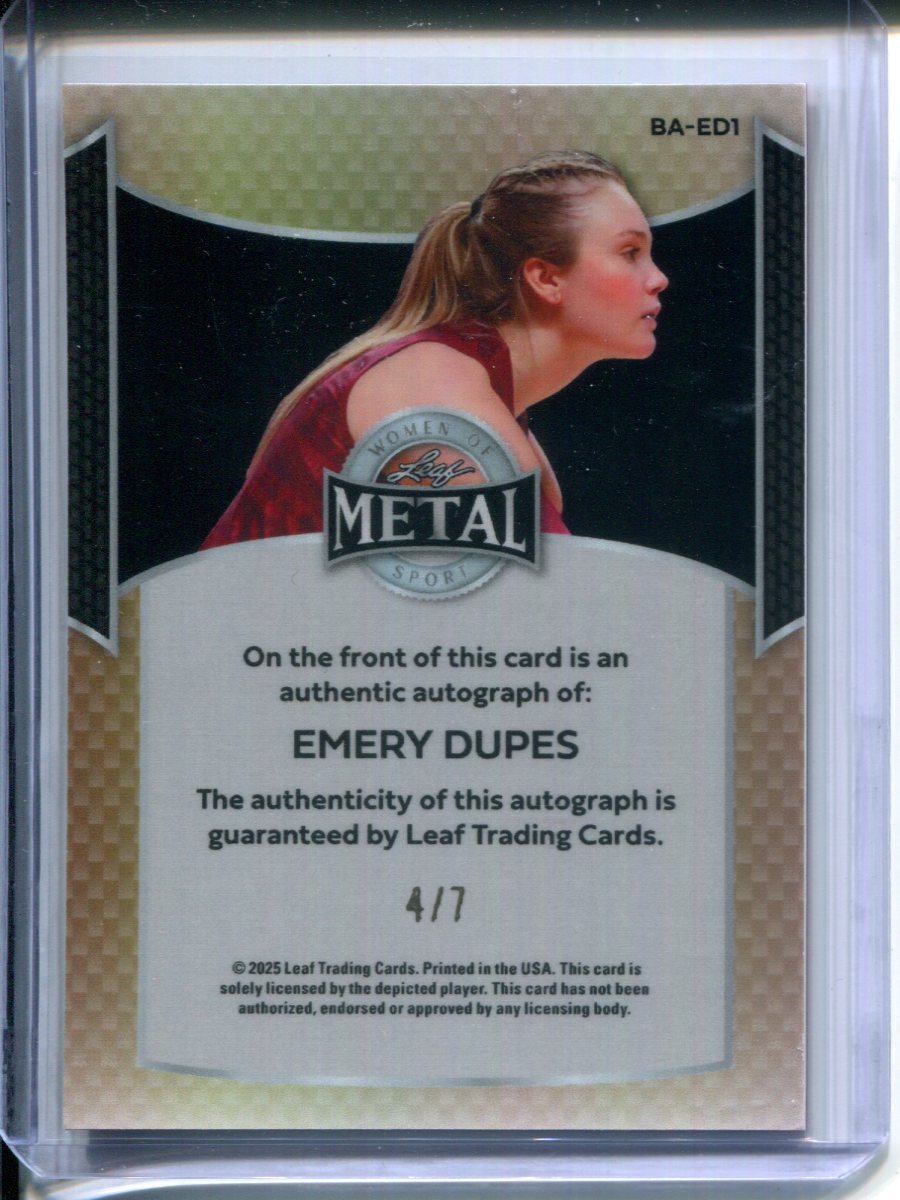 2025 Leaf Metal Women of Sport Emery Dupes #BA-ED1 AUTO #1/7 Volleyball