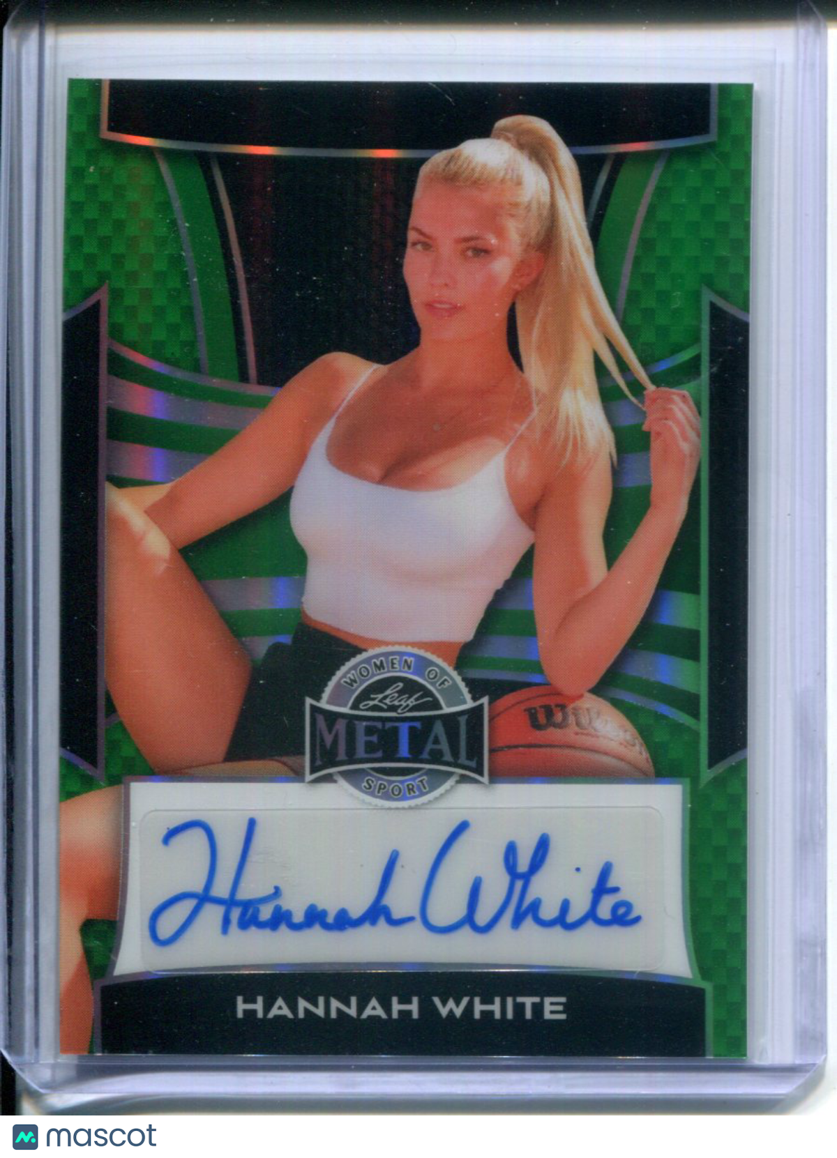 2025 Leaf Metal Women of Sport Hannah White GREEN PRIZM #3/5 AUTO Basketball