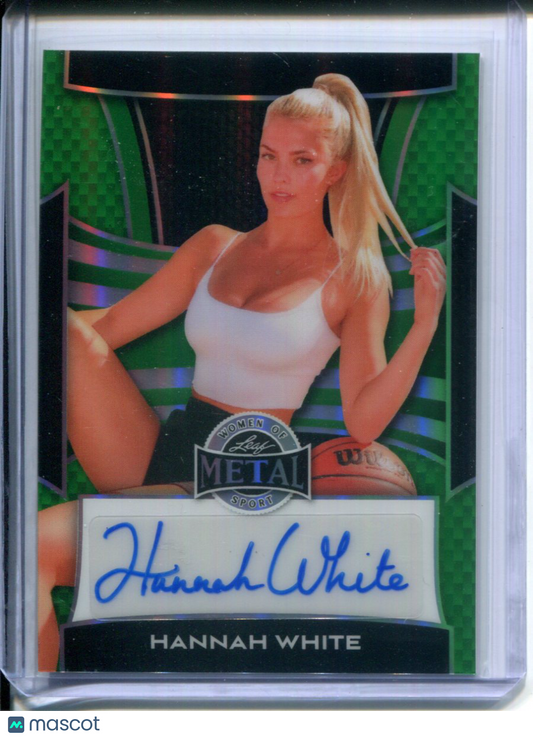 2025 Leaf Metal Women of Sport Hannah White GREEN PRIZM #3/5 AUTO Basketball