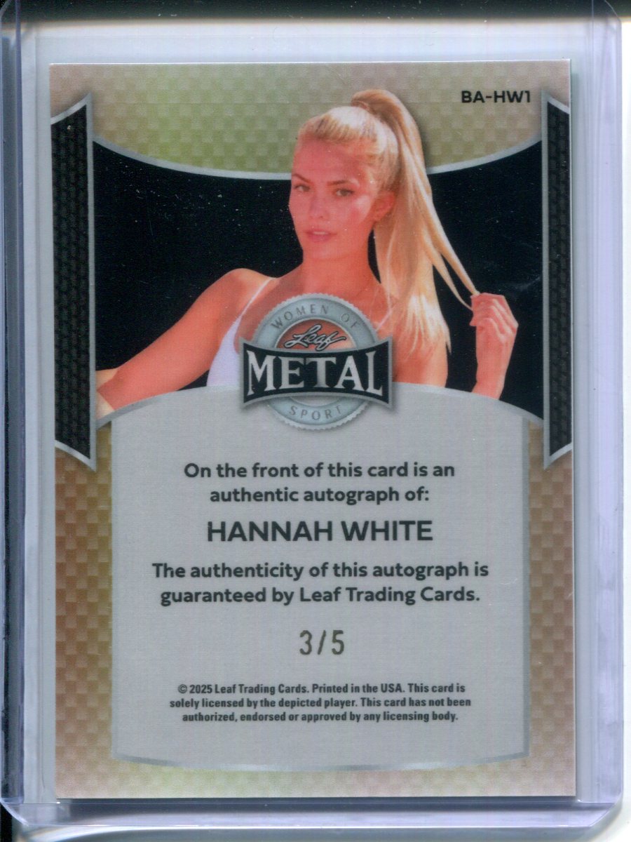 2025 Leaf Metal Women of Sport Hannah White GREEN PRIZM #3/5 AUTO Basketball