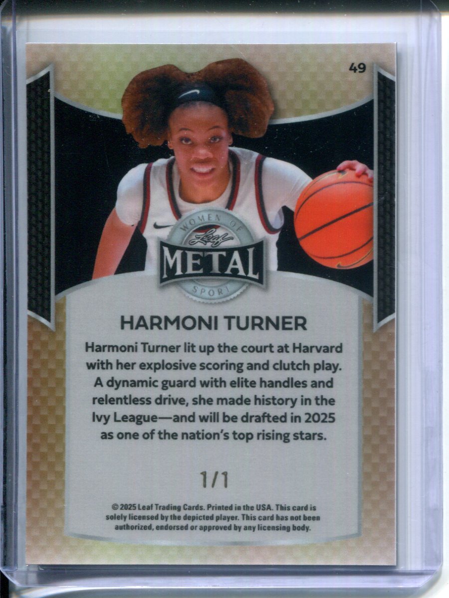 2025 Leaf Metal Women of Sport Harmoni Turner #49 Orange #1/1 HARVARD Basketball