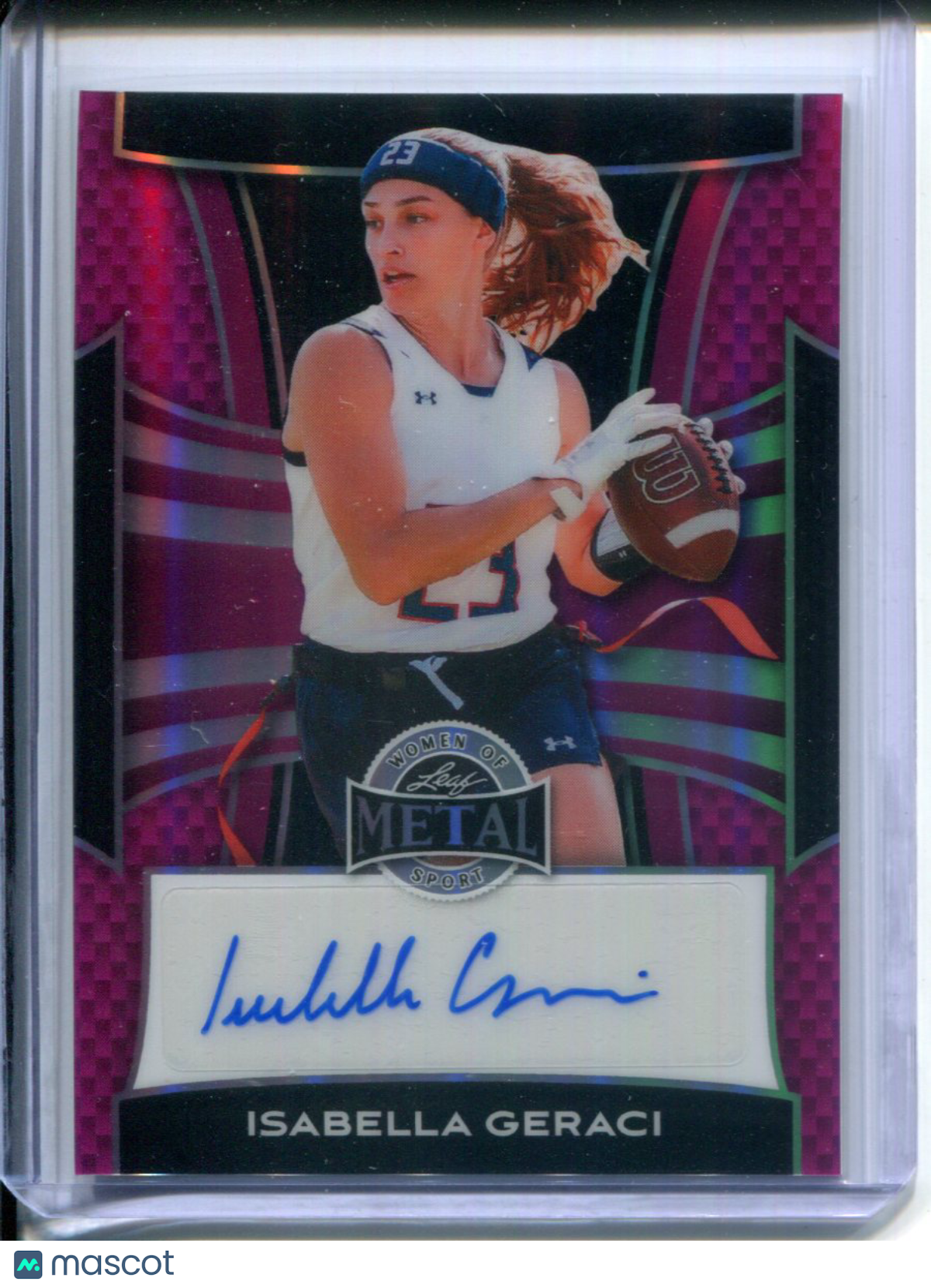2025 Leaf Metal Women of Sport Isabella Geraci AUTO PINK #3/3 Flag Football
