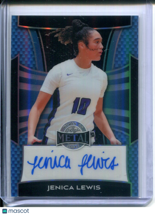 2025 Leaf Metal Women of Sport Jenica Lewis AUTO Blue #7/8 Notre Dame