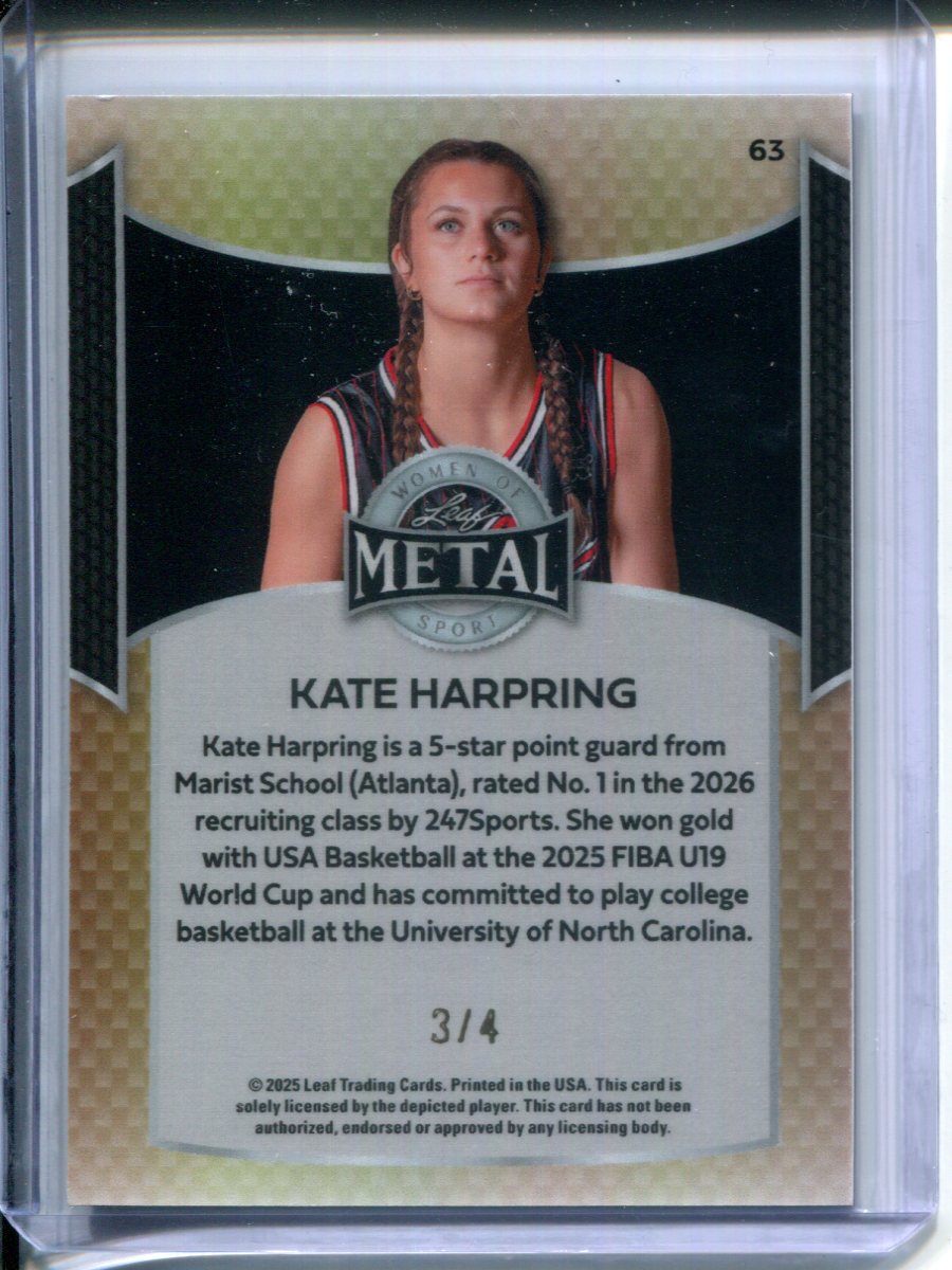 2025 Leaf Metal Women of Sport Kate Harpring #63 3/4