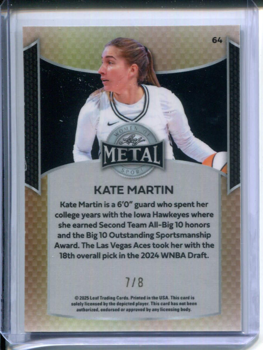 2025 Leaf Metal Women of Sport Metal Kate Martin #64 Blue Prizm #7/8 WNBA