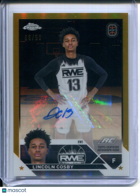 2024 Topps Chrome Overtime Elite Lincoln Cosby Gold Refractor RC #6/50 AUTO