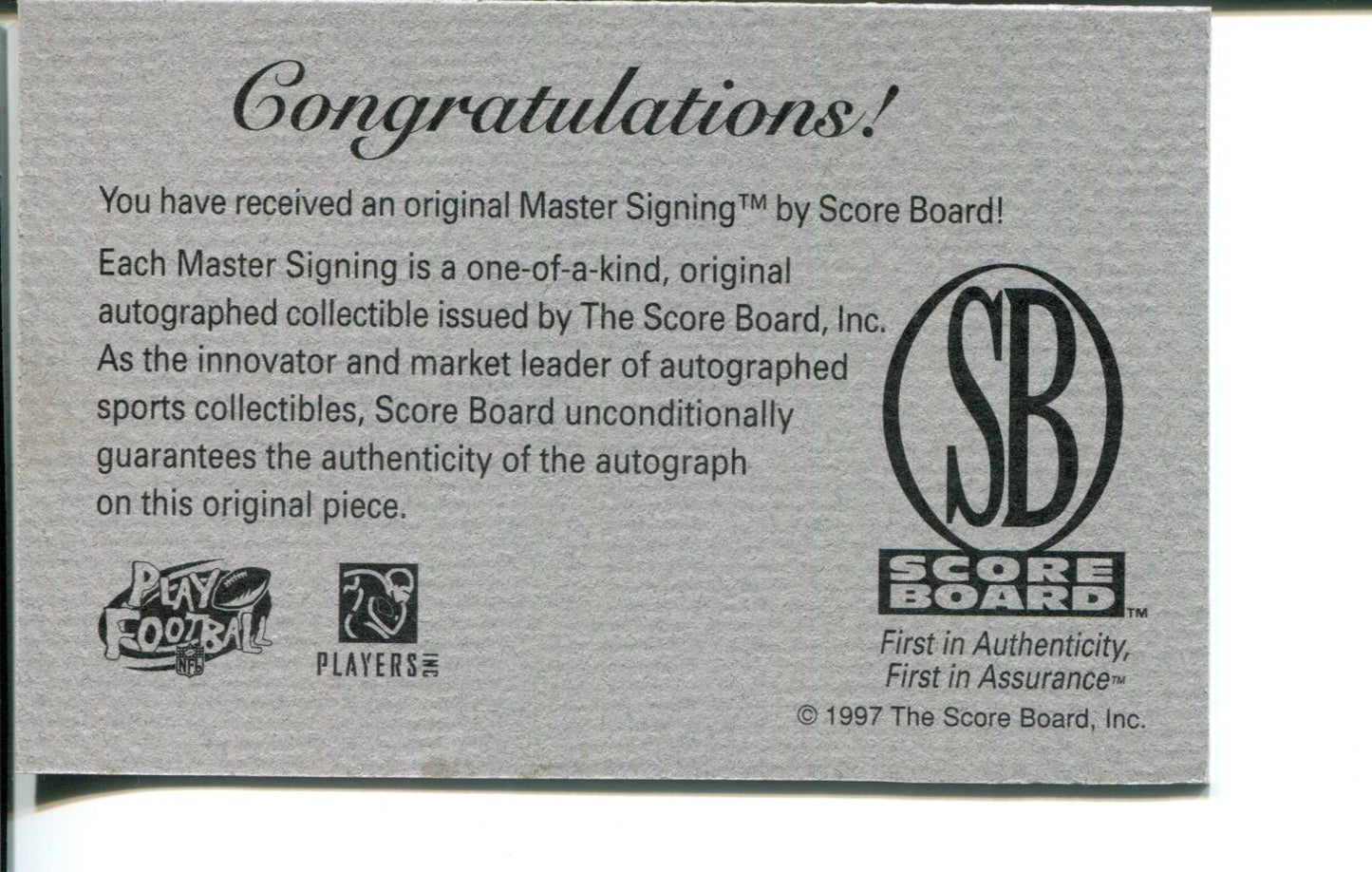 Orlando Pace Rookie AUTO 1997 Score Board Playbook Master Signing TRUE #1/1