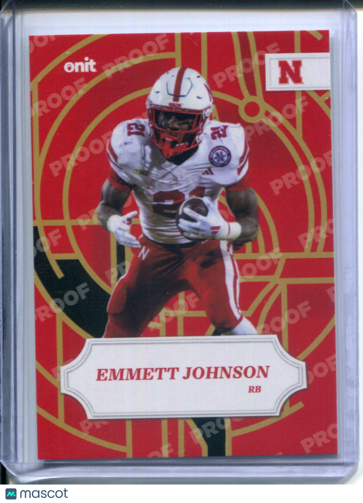 2025 Onit Timeless Nebraska Cornhuskers Football Emmett Johnson PROOF CARD