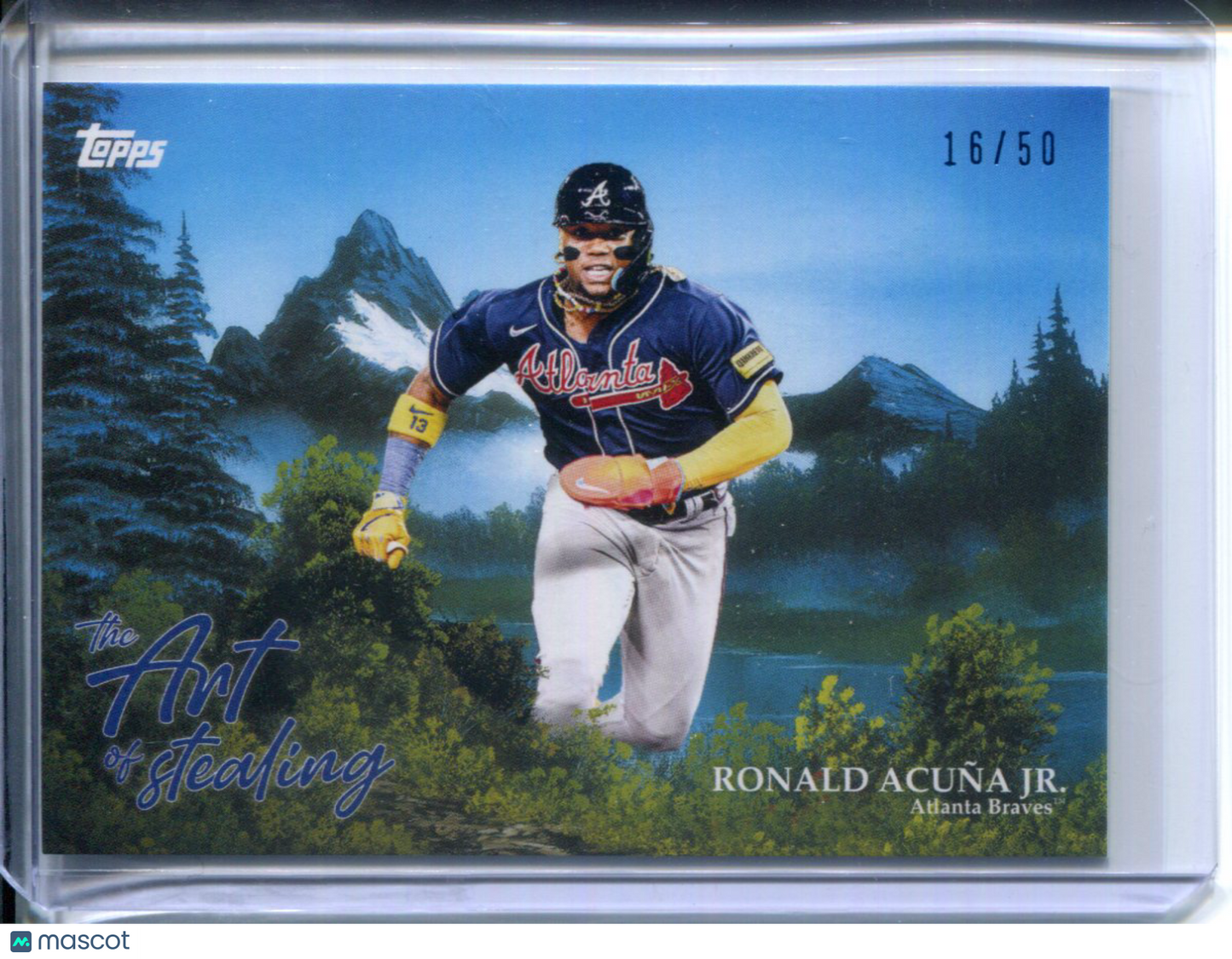 2025 Topps Bob Ross The Joy of Baseball Art Stealing Ronald Acuña Jr. #16/50