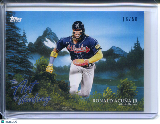 2025 Topps Bob Ross The Joy of Baseball Art Stealing Ronald Acuña Jr. #16/50