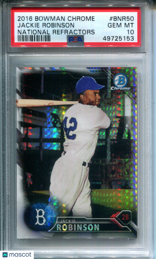 2016 Bowman Chrome National Refractor Jackie Robinson PSA 10 Pop 5 Dodgers