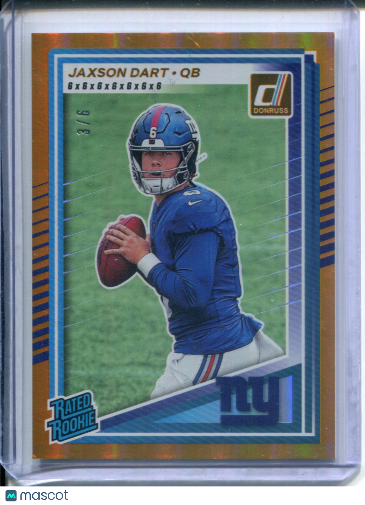 2025 Panini Donruss Jersey Number Jaxson Dart #400 Gold #3/6 (SOFT CORNER)