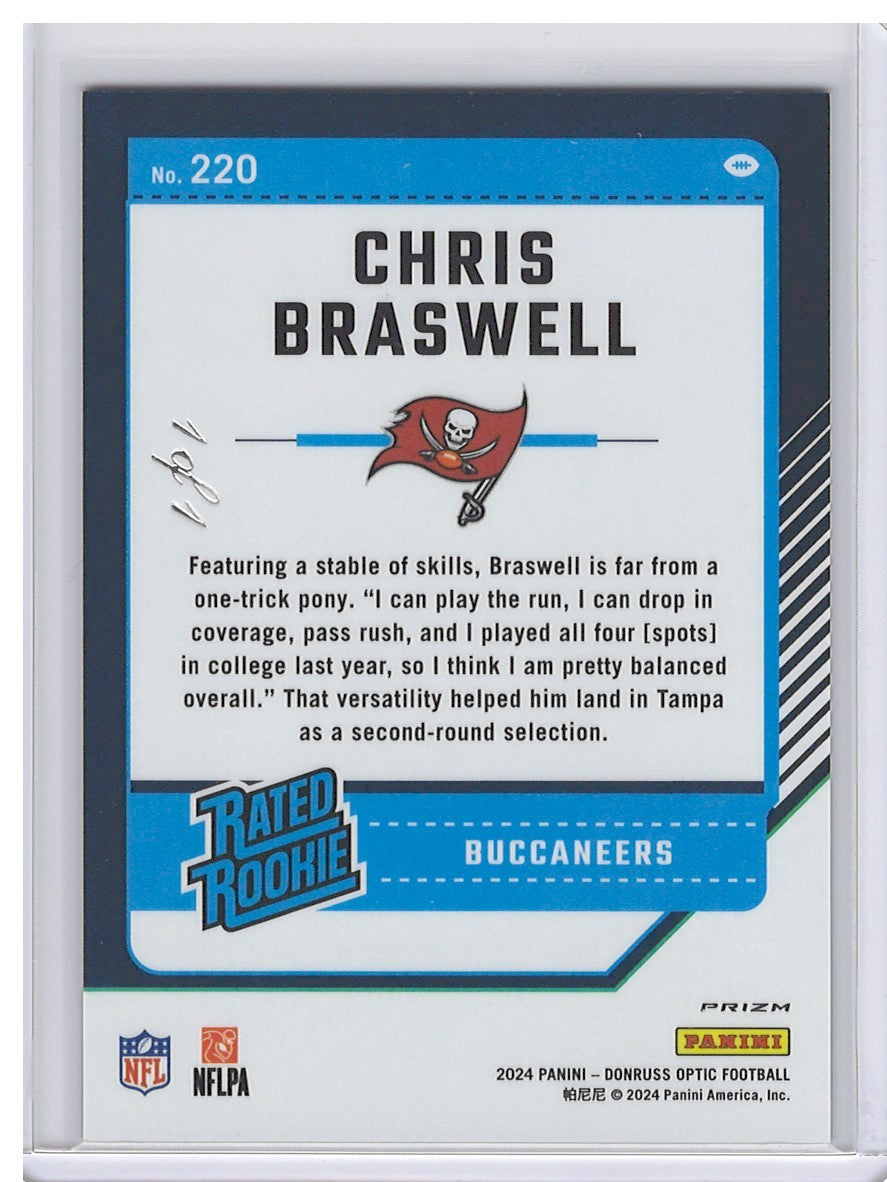 2024 Panini Donruss Optic Prizm Chris Braswell #220 Choice Nebula #1/1 Rookie