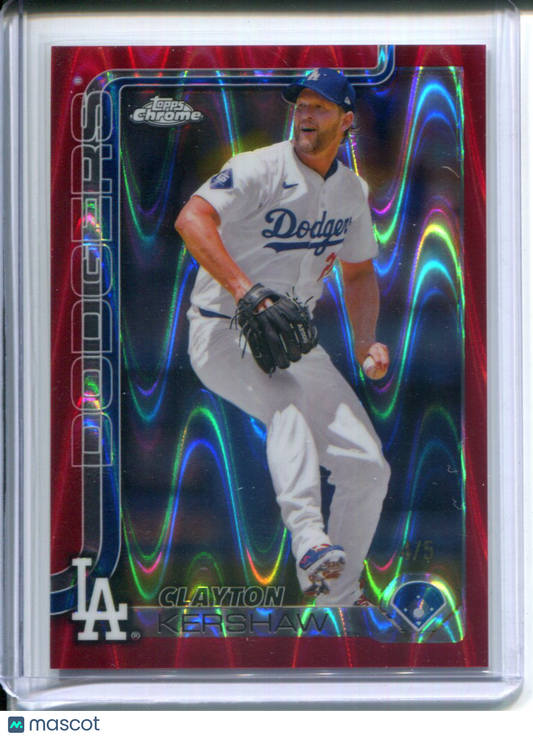 2025 Topps Chrome Clayton Kershaw #88 Red RayWave Refractor #4/5 Dodgers