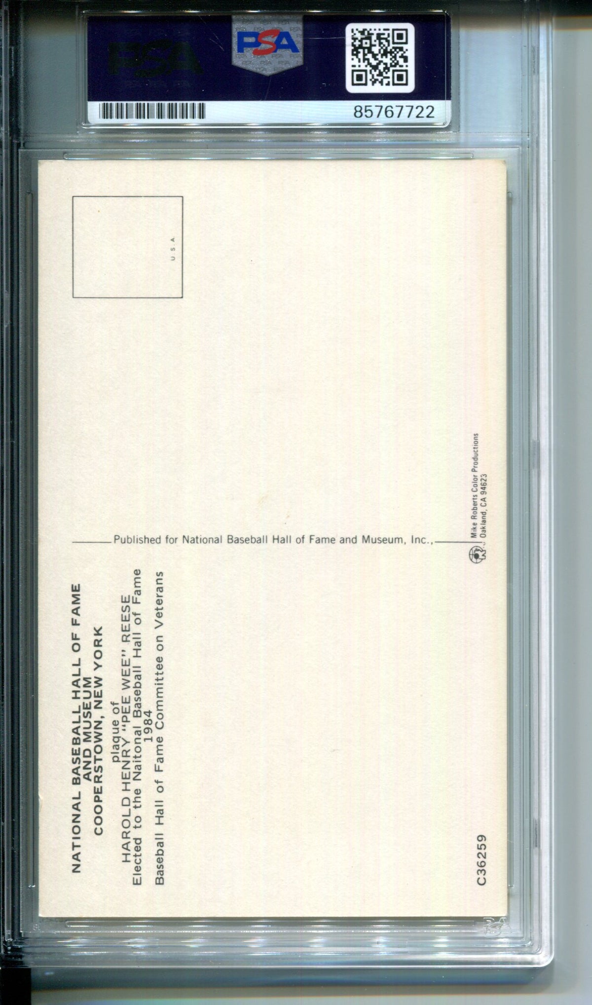 Harold Henry Pee Wee Reese HOF 1984 Hall of Fame AUTO Autograph Signed PSA
