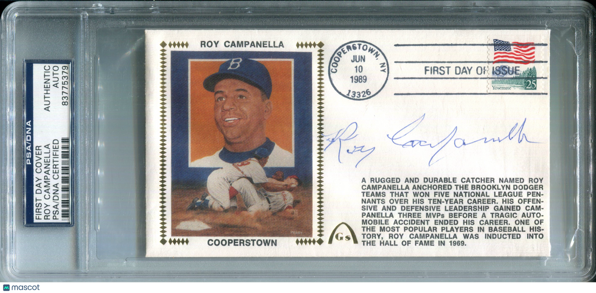 Roy Campanella 1989 Gateway Cooperstown First Day Cover AUTO Autograph PSA/DNA