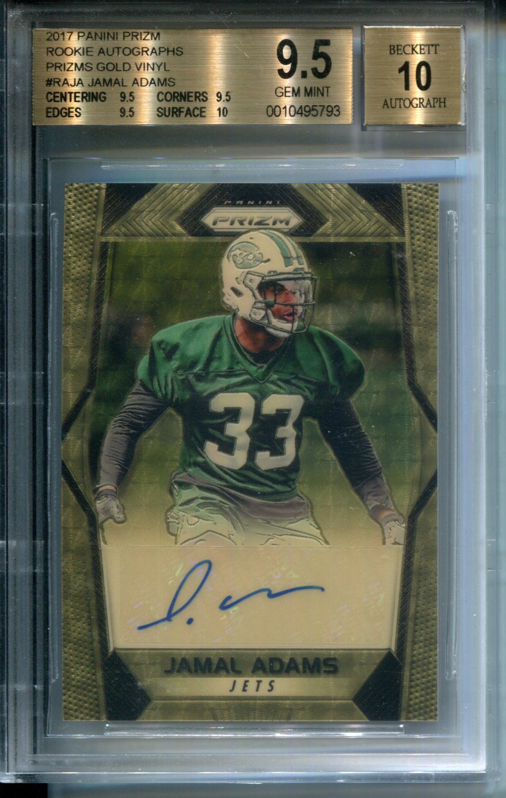 2017 Panini Prizm Rookie Autograph Gold Vinyl Jamal Adams #1/5 AUTO BGS 9.5