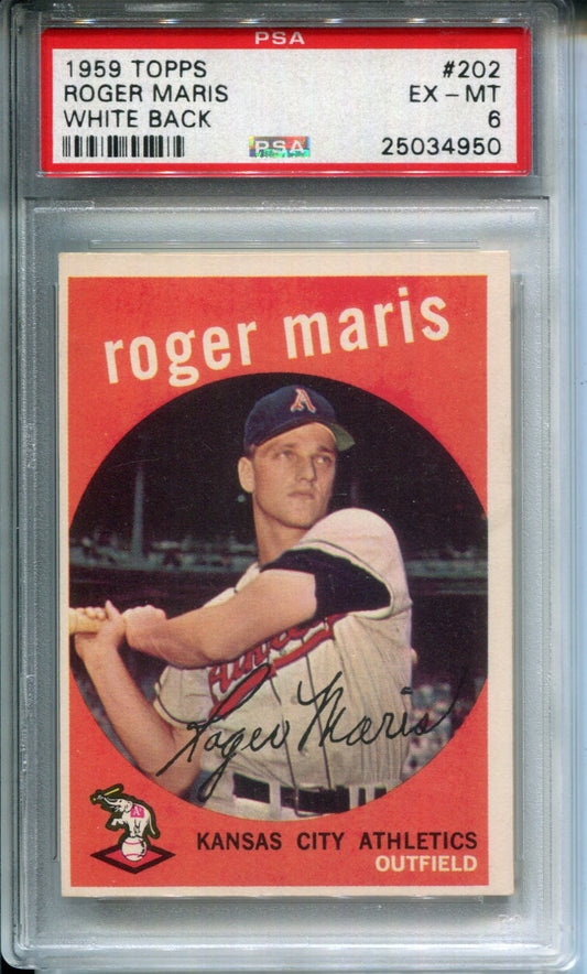 1959 Topps Roger Maris #202 White Back PSA 6