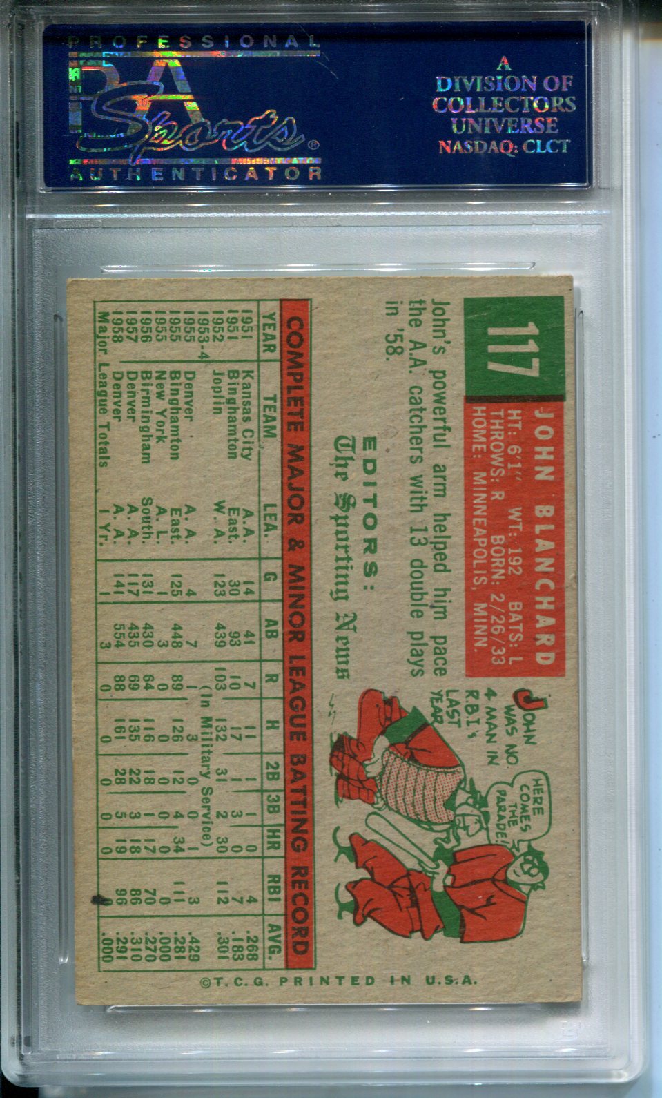 1959 Topps John Blanchard #117 PSA 5