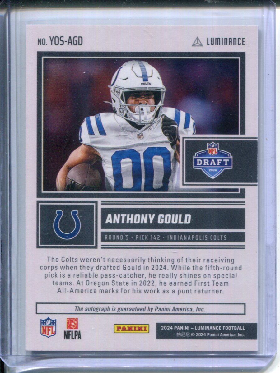 2024 Panini Luminance Year One GRINK INK AUTO Anthony Gould Rookie