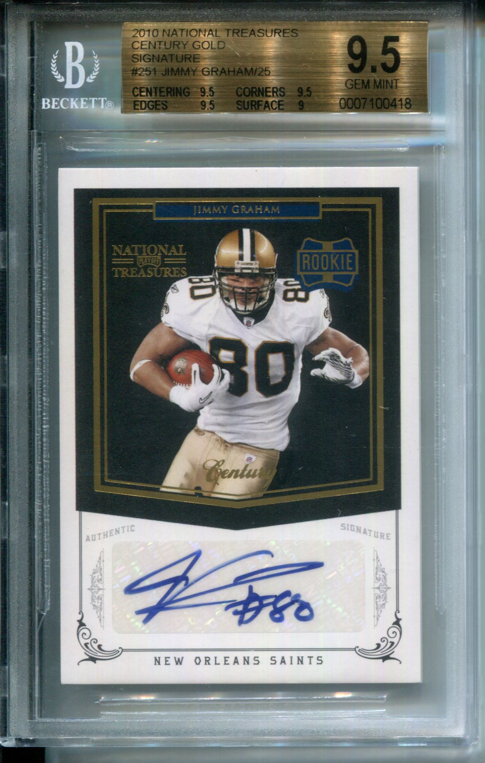 2010 Playoff National Treasures Century Gold Jimmy Graham 25 #251 BGS 9.5