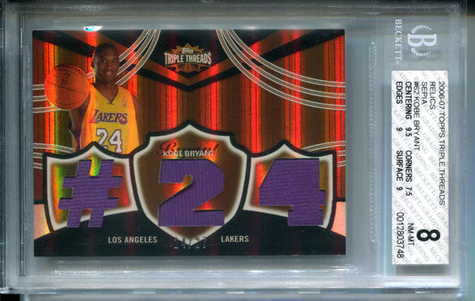 2006-07 Topps Triple Threads Sepia Kobe Bryant (Jersey Number) #24/27 BGS 8