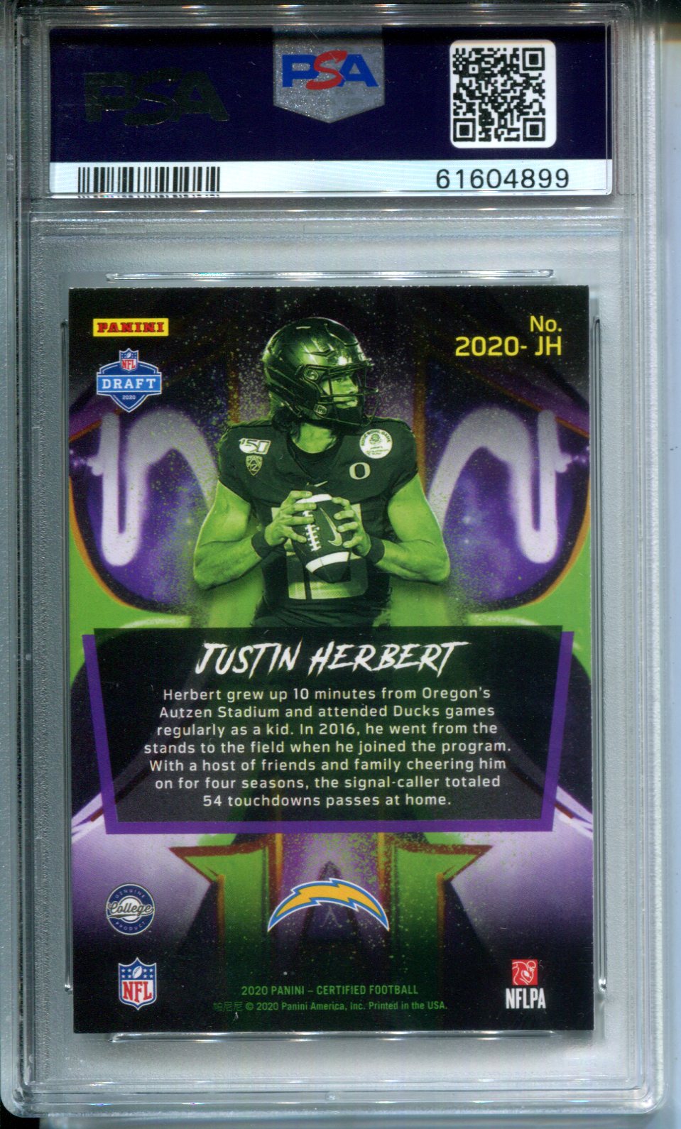 2020 Panini Certified 2020 Justin Herbert #JH Graffiti Rookie PSA 9