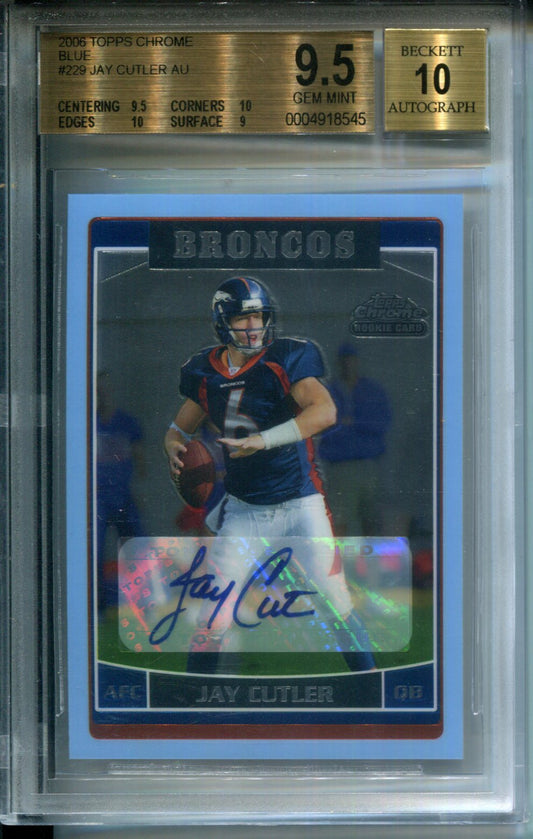 2006 Topps Chrome Blue #14/50 Jay Cutler AUTO Rookie #229 BGS 9.5