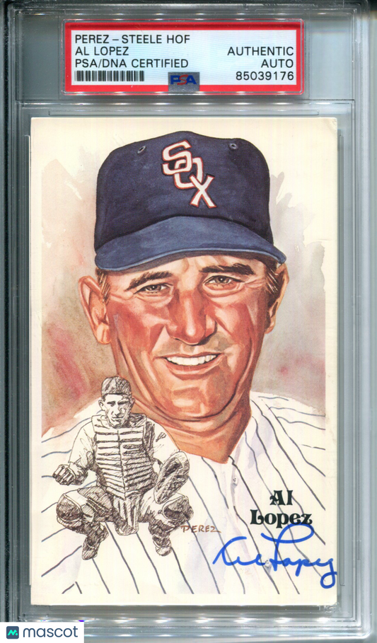 Perez Steele HOF Postcard Signed AUTO Autograph PSA Authentic Al Lopez