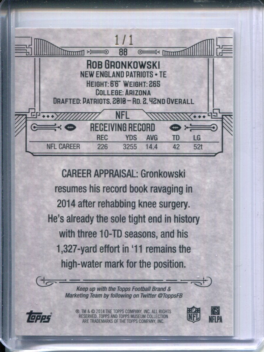 2018 Topps Museum Collection Rob Gronkowski #88 1/1