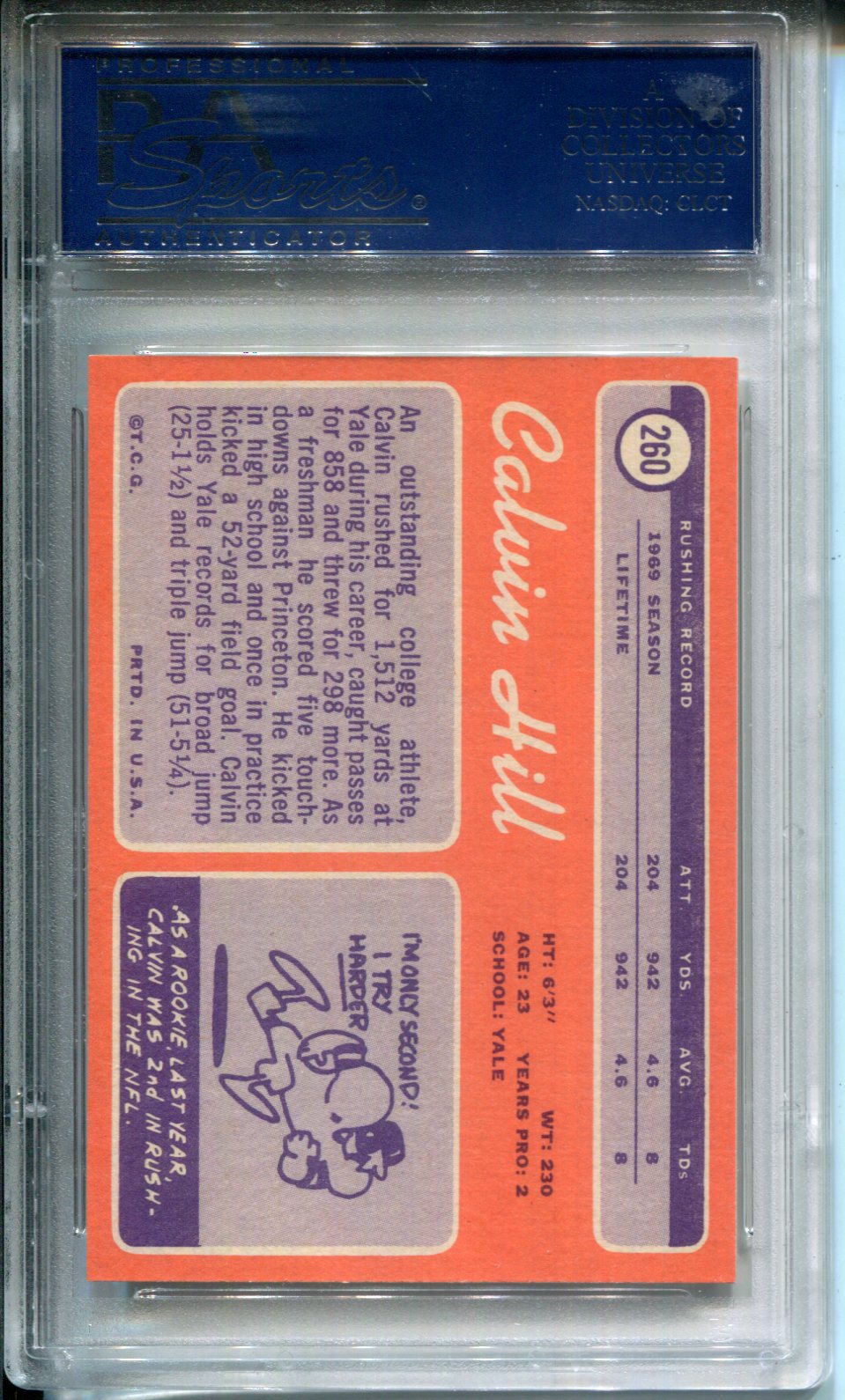 1970 Topps Calvin Hill #260 Name In Black Rookie PSA 9