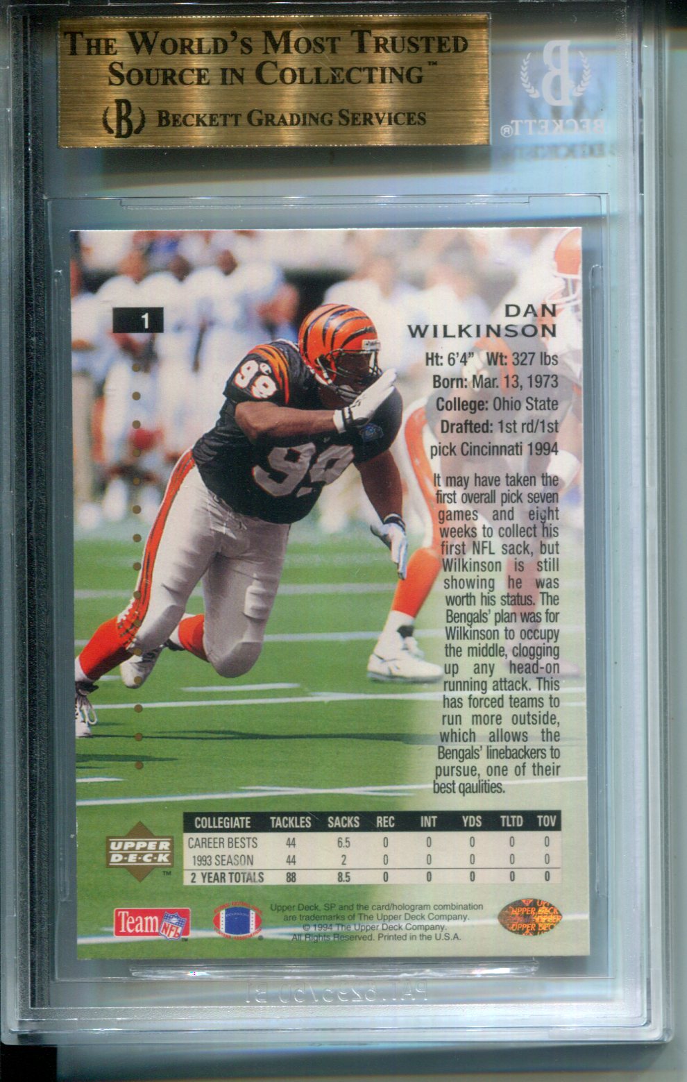 1994 Upper Deck SP Dan Wilkinson #1 BGS 9.5 ROOKIE LOW POP Hard to Grade
