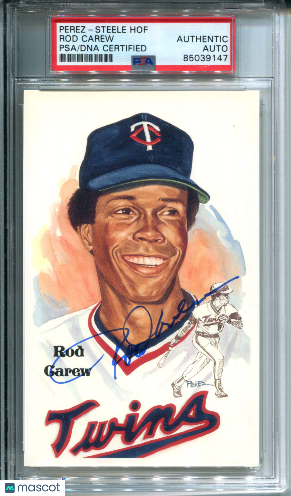 Perez Steele HOF Postcard Signed AUTO Autograph PSA Authentic 1991 Rod Carew