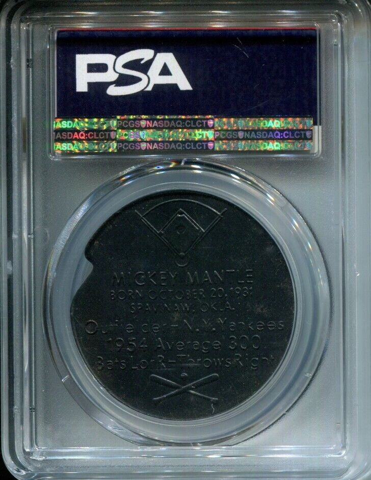 Mickey Mantle 1955 Armour Coins RARE BLACK COLOR w/Factory Error "Chip" PSA 1