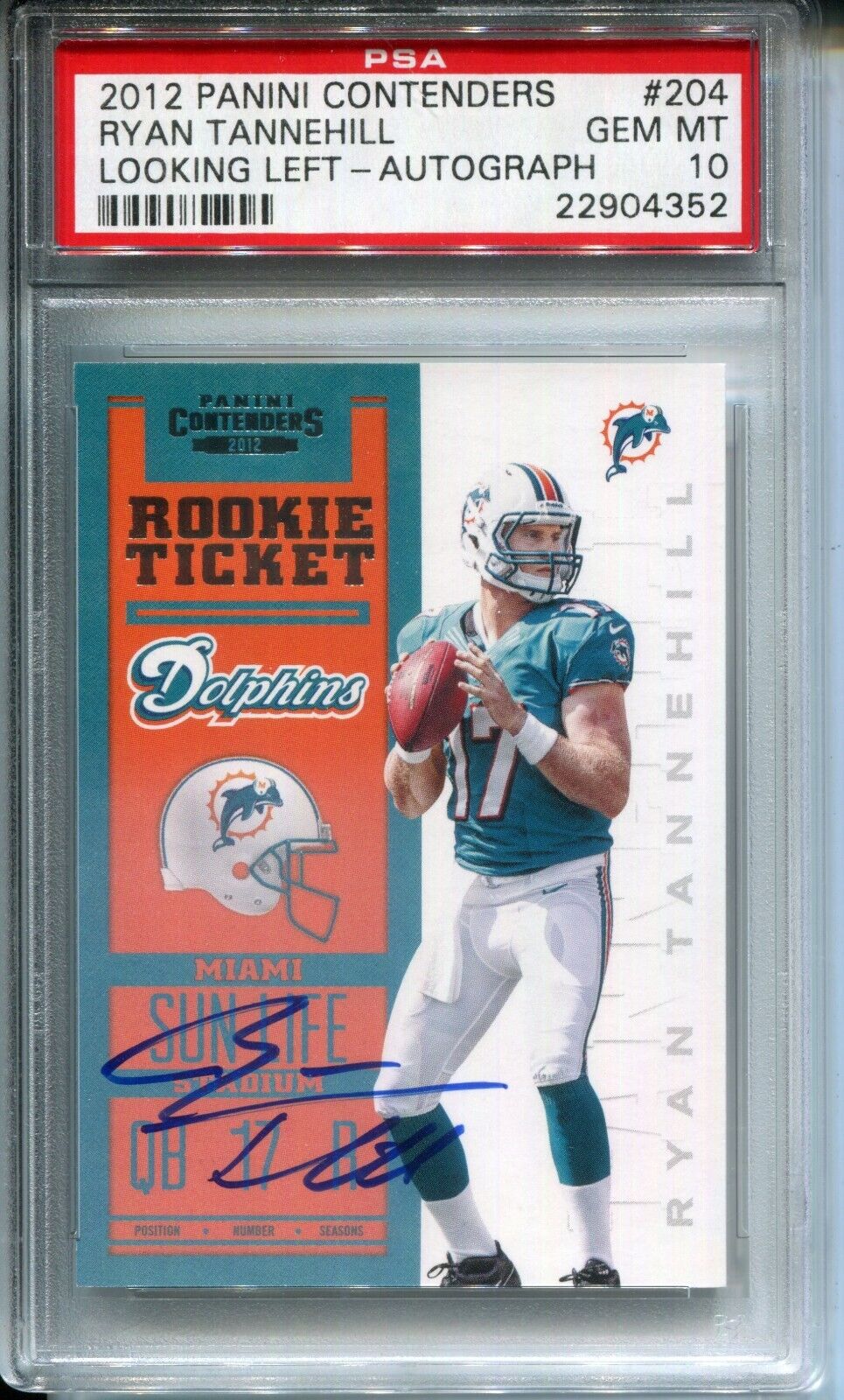 Ryan Tannehill 2012 Panini Contenders #204b Rookie Ticket AUTO PSA 10 Variation