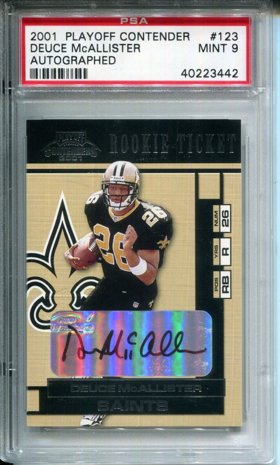 Deuce McAlister 2001 Playoff Contenders Rookie Ticket AUTO PSA 9