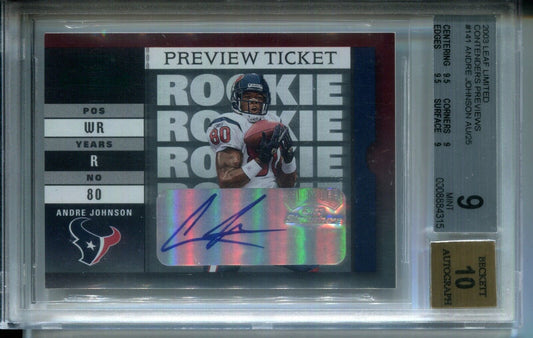 Andre Johnson 2003 Leaf Limited Contenders Rookie Preview Ticket #/25 AUTO BGS 9