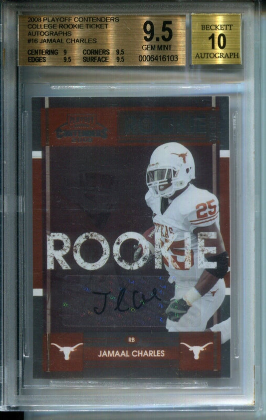 Jamaal Charles 2008 Playoff Contenders College Rookie Ticket AUTO BGS 9.5 Texas