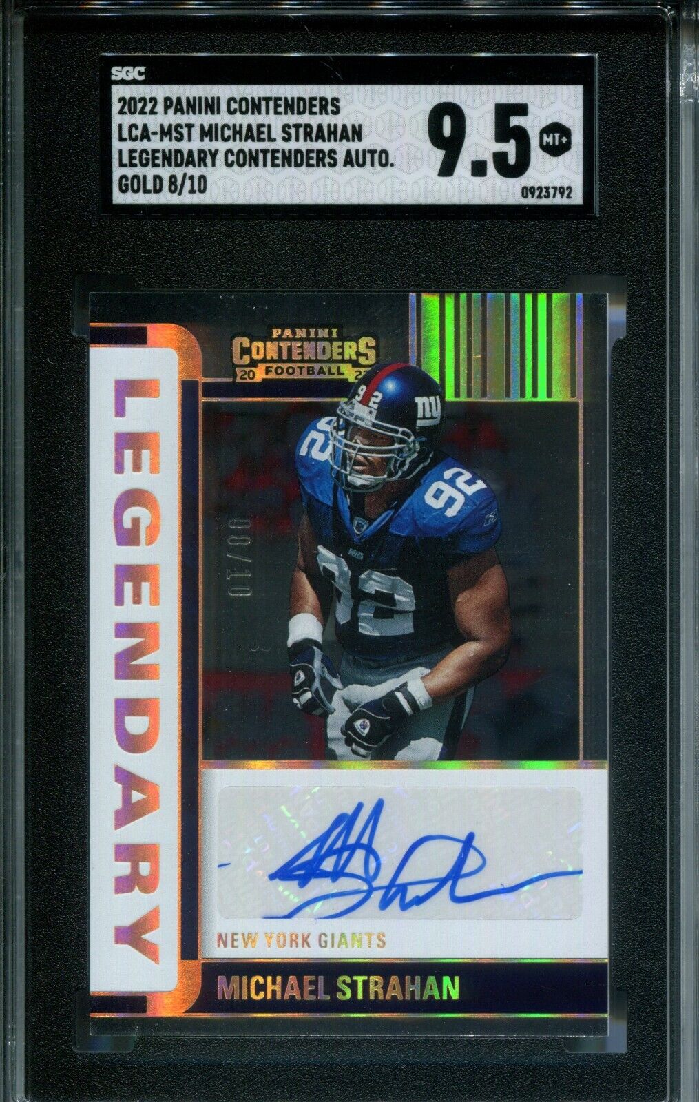 Michael Strahan 2022 Panini Contenders Legendary AUTO Gold #8/10 SGC 9.5