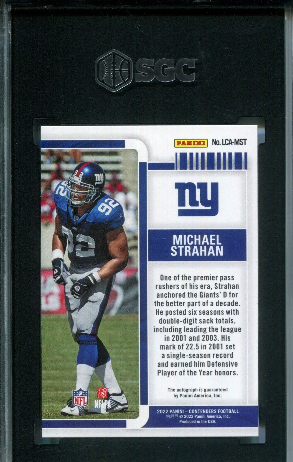 Michael Strahan 2022 Panini Contenders Legendary AUTO Gold #8/10 SGC 9.5