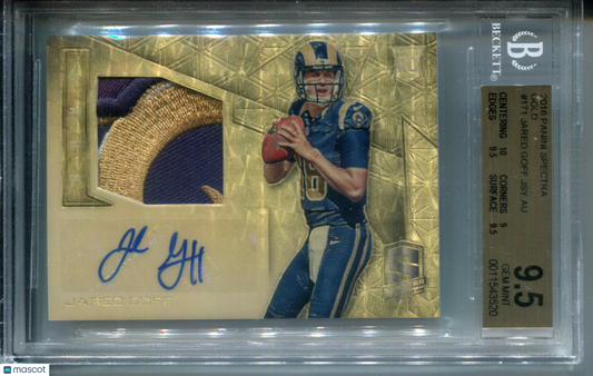 2016 Panini Spectra #171 Gold Jared Goff Rookie Patch AUTO #1/1 BGS 9.5