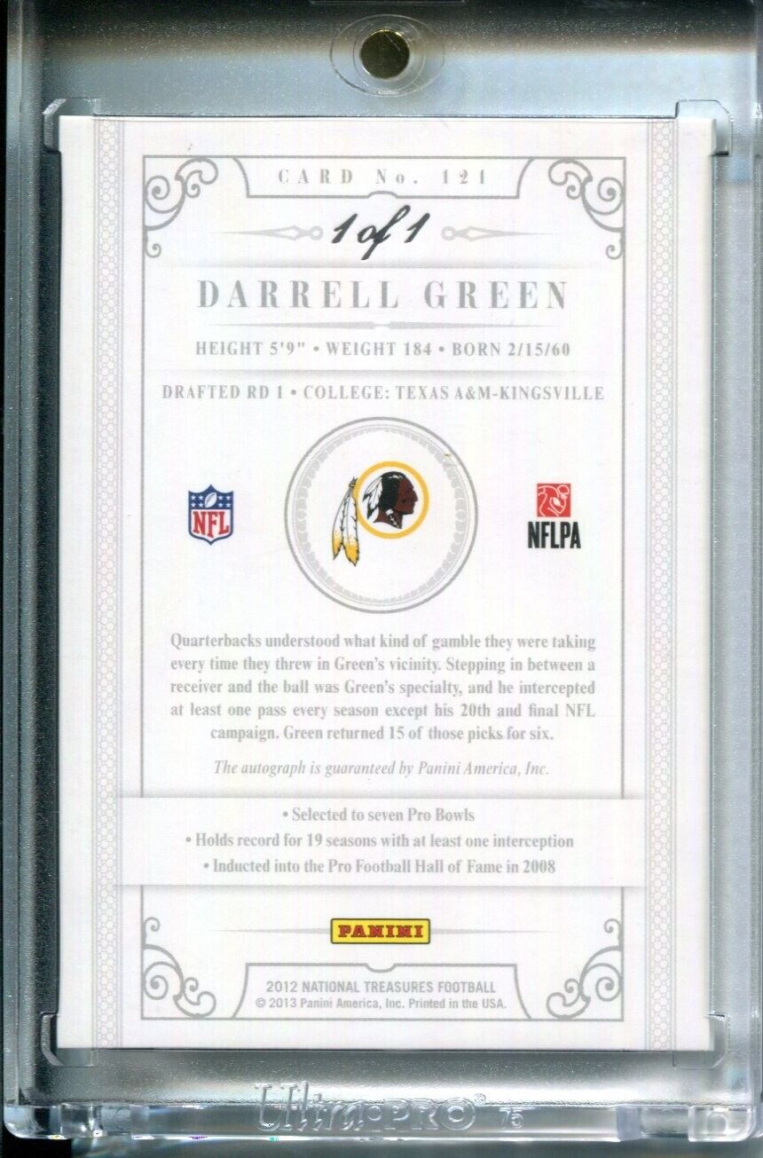 Darrell Green 2012 Panini National Treasures #121 Platinum #1/1 Redskins