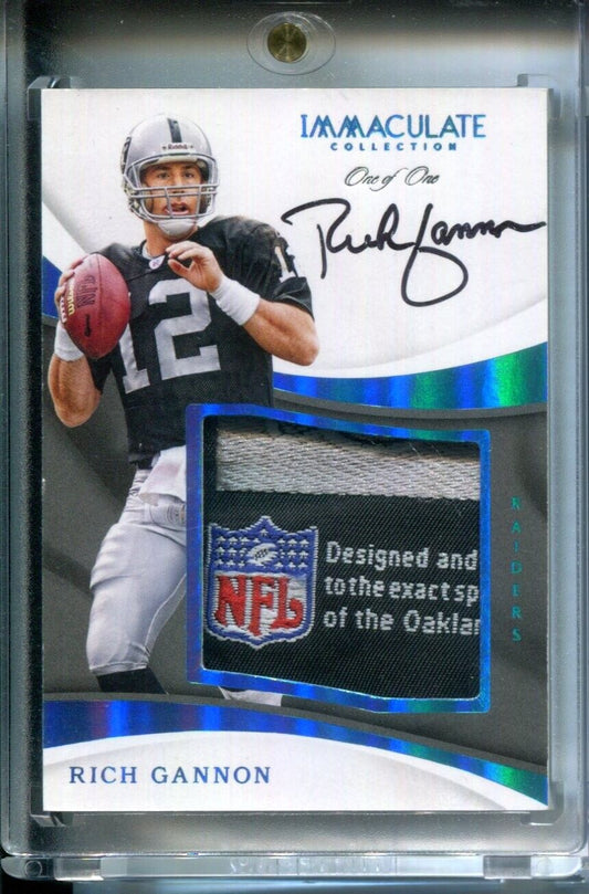 Rich Gannon 2017 Panini Immaculate Laundry Tag NFL SHIELD Patch AUTO #1/1 LOGO