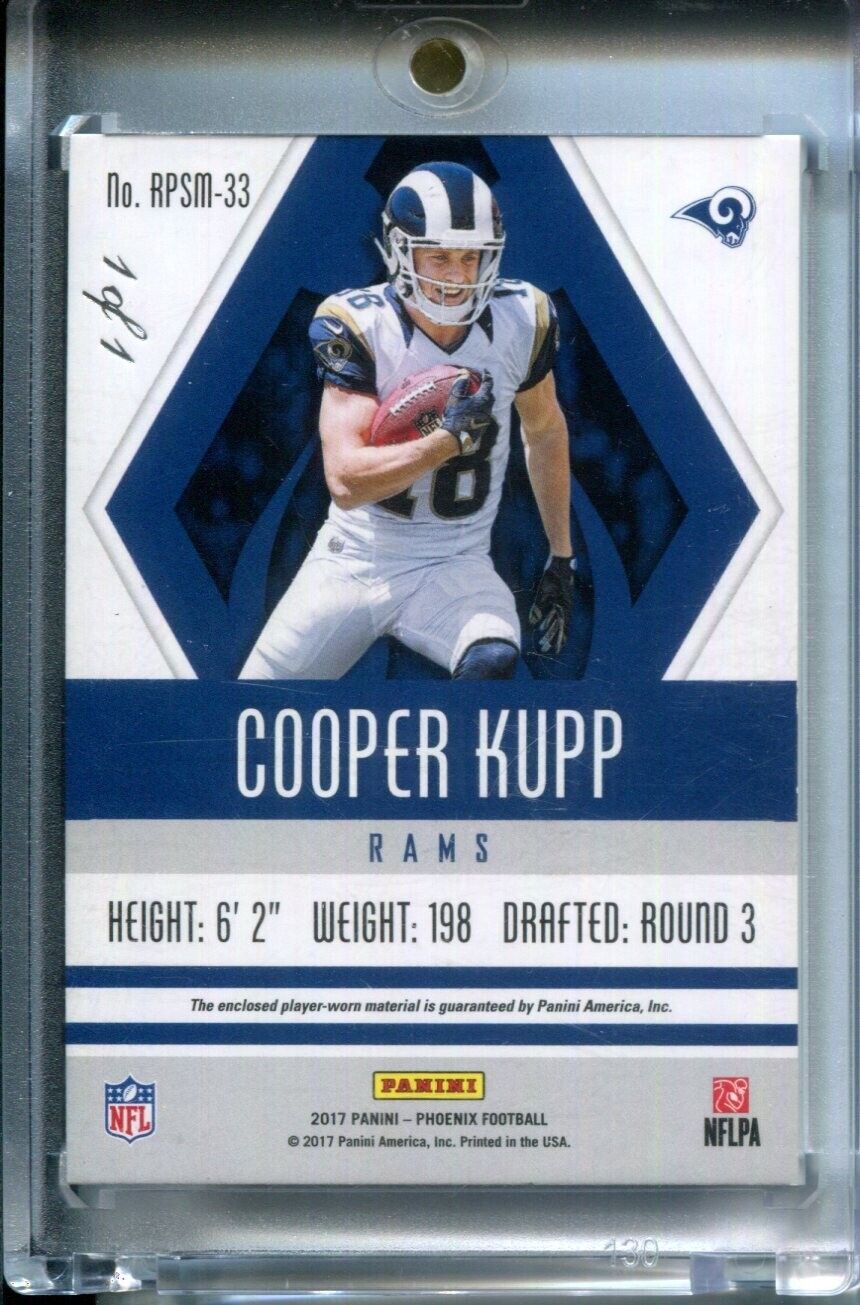 Cooper Kupp 2017 Panini Phoenix NFL SHIELD Laundry Tag RAMS