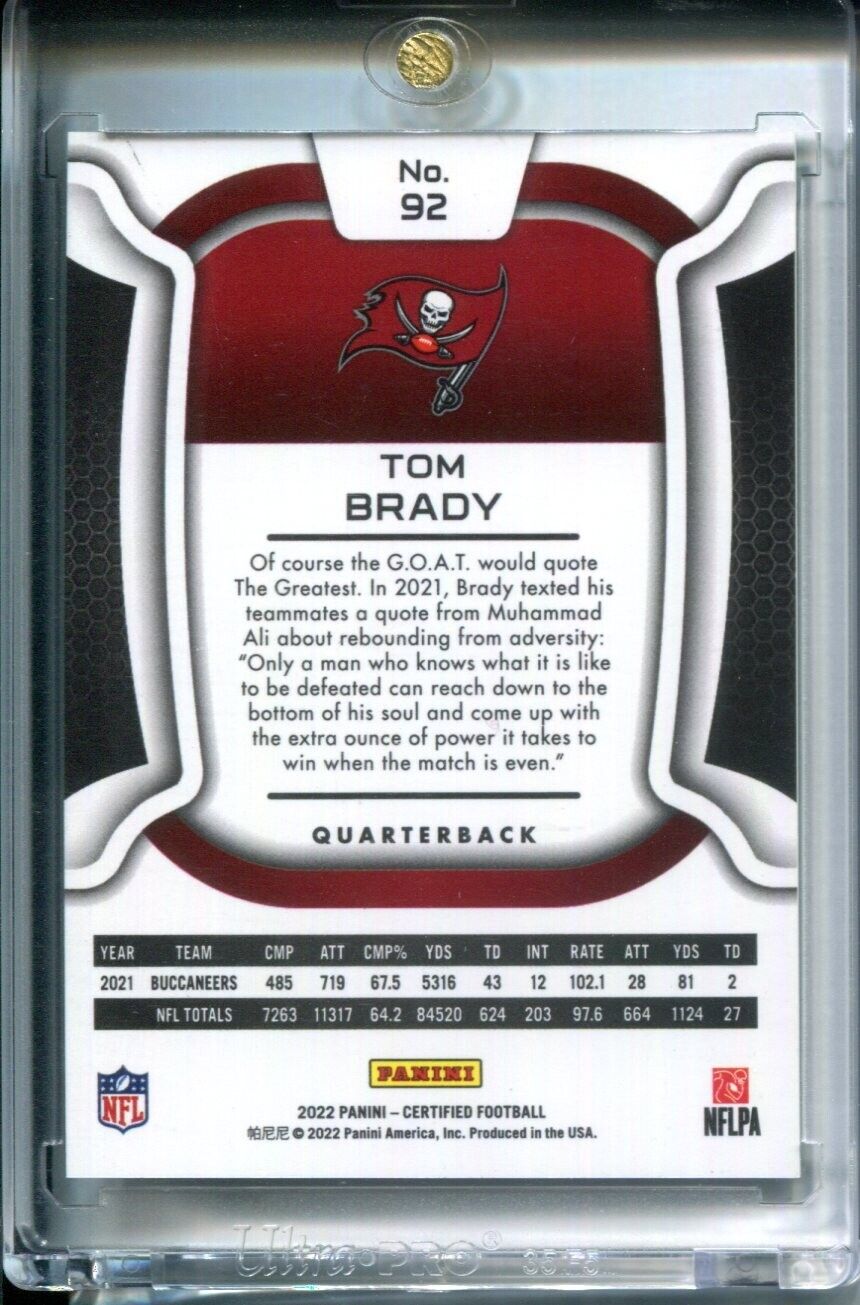 Tom Brady 2022 Panini Certified #92 Mirror Green #2/5 Buccaneers