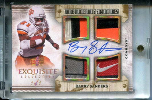 Barry Sanders 2014 Exquisite Rare Materials PATCH AUTO Laundry Tag NIKE #1/1