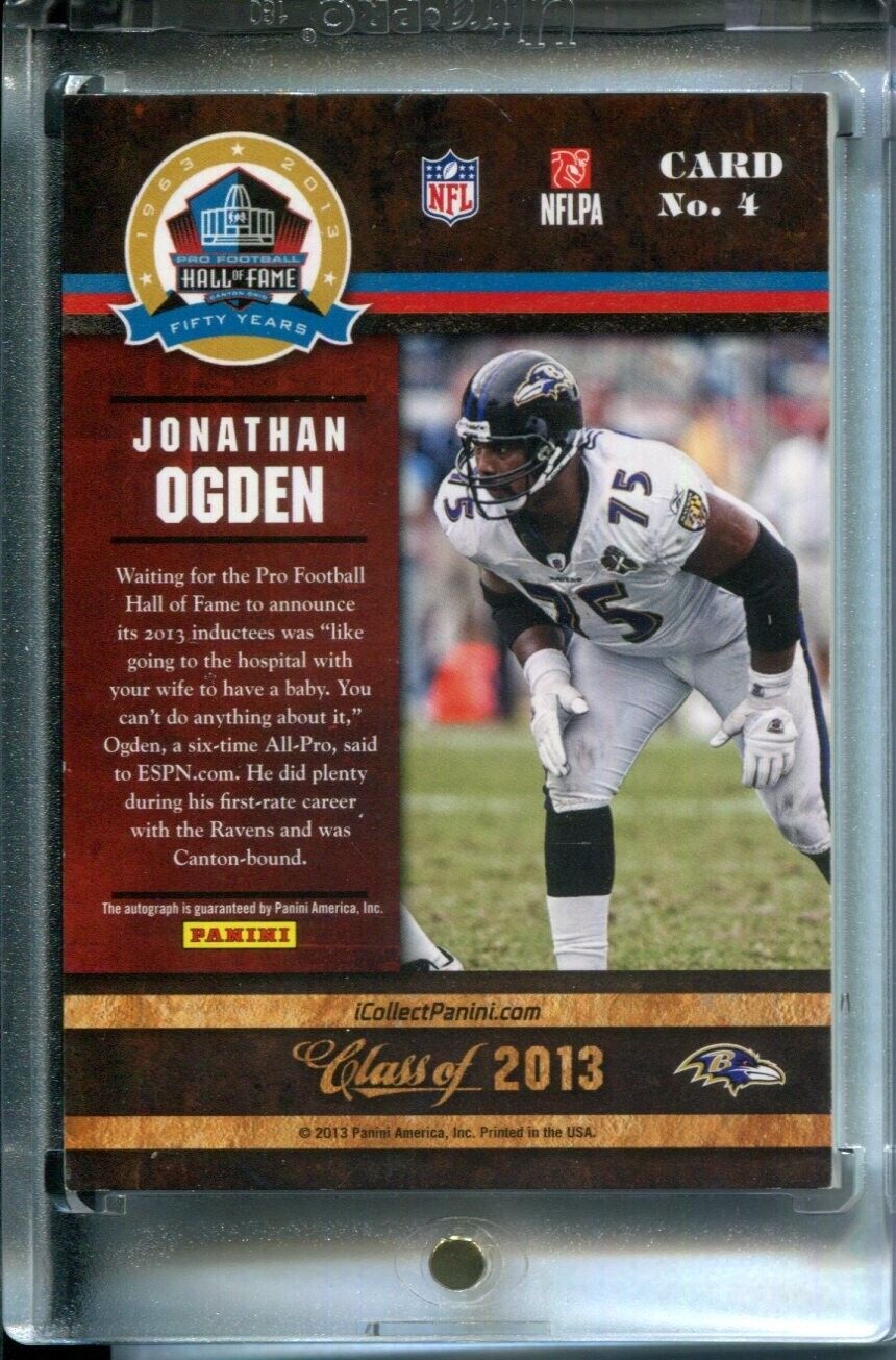 Jonathan Jon Ogden Ravens 2013 Panini NFL Hall of Fame HOF Auto Enshrined SP