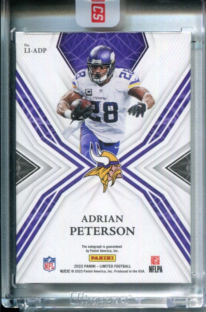 Adrian Peterson 2022 Panini Limited Ink AUTO #1/3 Purple Color Match