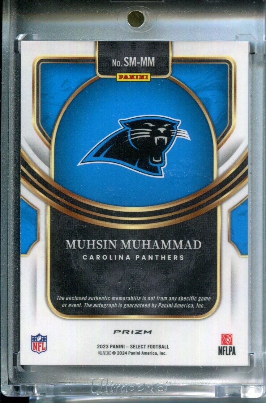 Muhsin Muhammad 2023 Panini Select NIKE LOGO Laundry Tag PATCH #1/1 BLACK PRIZM