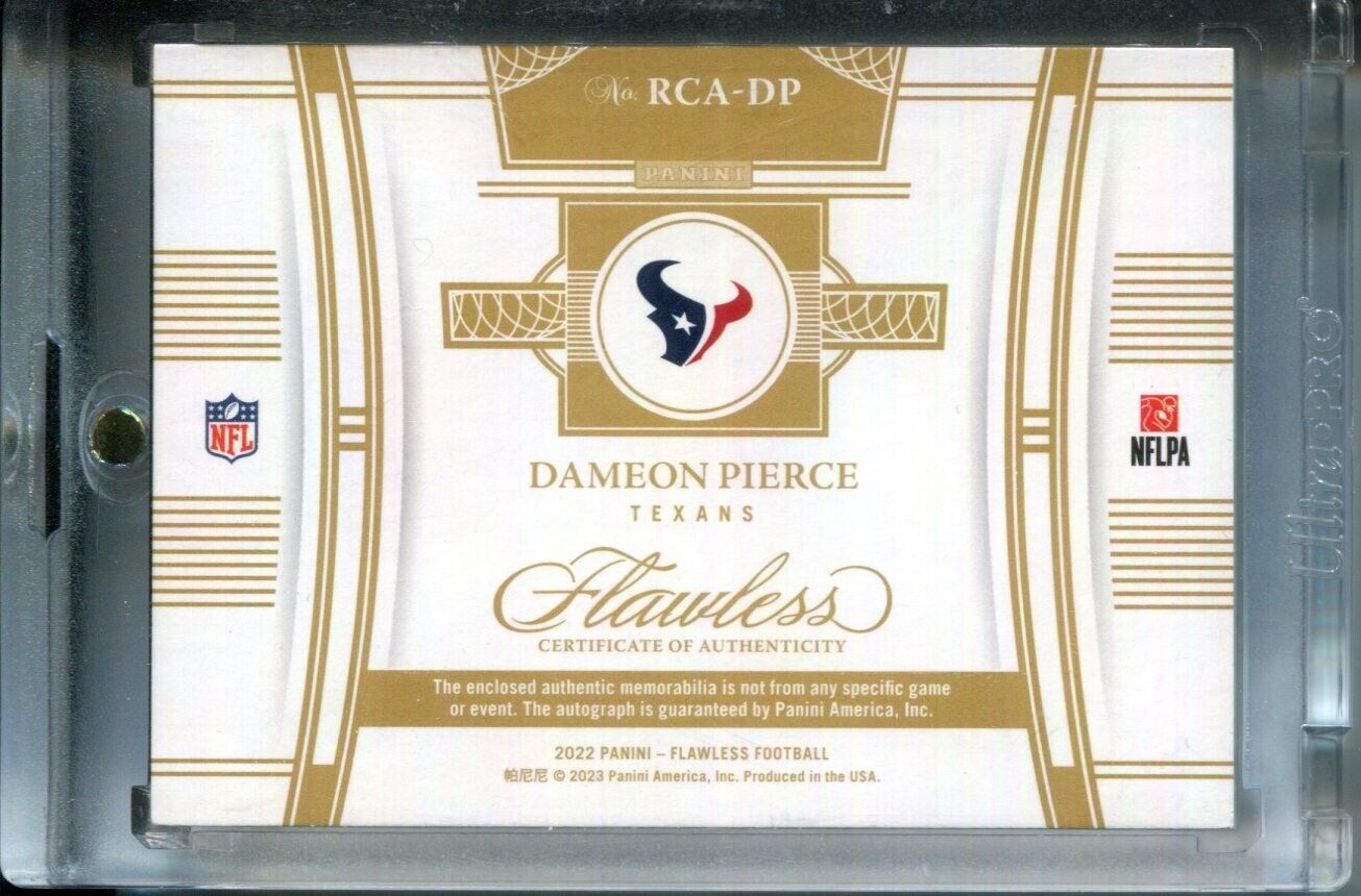 Dameon Pierce 2022 Panini Flawless NIKE LOGO CLEAT #1/1 Rookie AUTO Texans